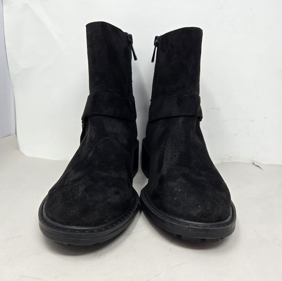 Splendid Samy Women's Boots Sz 8M Black Faux Suede Block Heel Moto Inspired - Picture 2 of 11